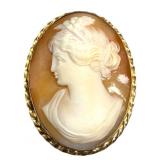 12k Gold Filled Cameo Pendant Brooch