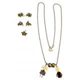 14k Earrings and Gold Necklace Set