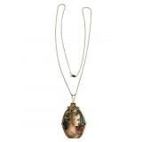 Hand-Painted 14k Filled Wrapped Cameo 10k Necklace