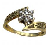 14k Gold Diamond Ring, Size 7.5