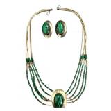 Sterling and Malachite Jewelry Set