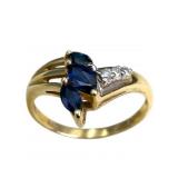 14k Marquise Sapphire Diamond Ring