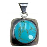 Taxco Sterling Silver Turquoise Pendant