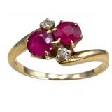 14k Ruby and Diamond Ring, Size 5