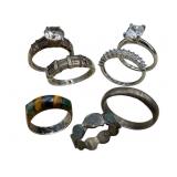 7 Sterling Rings with CZ
