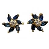 14k Diamond and Sapphire Stud Earrings