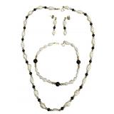 14k Pearl and Jet Bead Jewelry Set