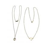 14k Gold Pearl and Heart Pendants