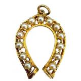14k Pearl Horseshoe Pendant, 2.6 DWT