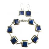 Sterling and Lapis Bracelet & Earrings