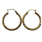 10k Hollow Hoop Earrings, 1.4 DWT