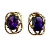 14k Gold Amethyst Stud Earrings