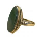 10k Gold Jade Ring, Size 6