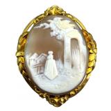 Antique Gilt Metal Cameo Brooch