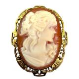 14K Gold-Filled Cameo Brooch/Pendant