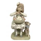 Lladro Girl with Flowers and Dog