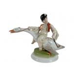 Herend Boy Riding on Goose Figurine