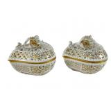 Herend Basketweave Porcelain Boxes