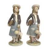 Lladro Pair Autumn Girl with Doll