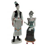 Hollohaza Porcelain Figurines, Boy and Girl
