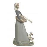 Lladro Girl with Goose and Dog