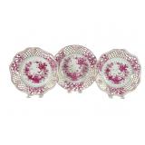 3 Herend Indian Basket Raspberry Plates
