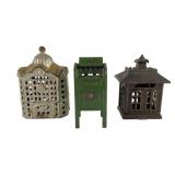Three Vintage Cast Metal Banks