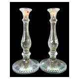Pair 15-Inch Glass Candle Holders