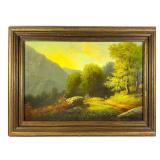 Oil on Board Landscape by F. Frey