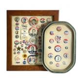 Two Framed U.S. Election Pin Collections