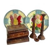 John Derian Plates with Candlesticks and Box
