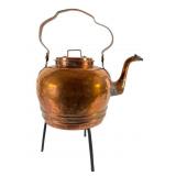 Large Copper Kettle with Cast Iron Stand