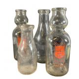 4 Vintage Glass Milk Bottles