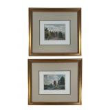 Framed Hand-Colored Engravings