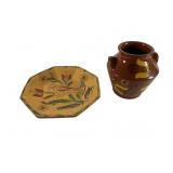 Breininger Pottery Plate and Handled Jar