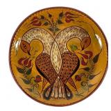 Fraktur-Style Plate with Intertwining Birds