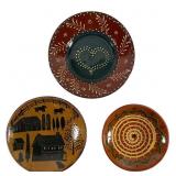 Three Handcrafted Decorative Plates