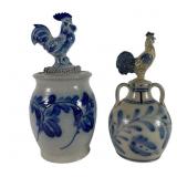 Stoneware Jar and Chicken Bank Set