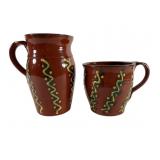 Signed Pottery Cup and Pitcher Set, 1991 & 1998