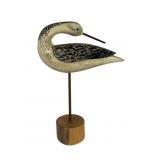 Wooden Bird Decoy Sculpture on Stand