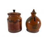 Turtle Creek Pottery Jar and Bank, Signed