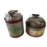 2 Vintage Metal Oil Cans with Labels