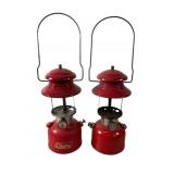 2 Red Coleman Model 200 Lanterns