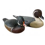 2 Hand-Painted Wooden Ducks