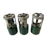 Three Green Metal Camp Stoves