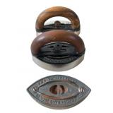 Three Sad Irons with Wooden Handles