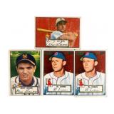 1952 Topps Baseball Cards, Lot of 4