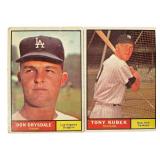 1961 Topps #260 Don Drysdale and #265 Tony Kubek