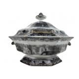 Transferware Lidded Serving Bowl