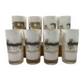 8 Vintage Coach-Themed Glass Tumblers